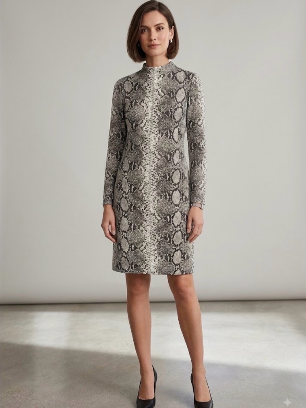 Akris Snake Python Mock Neck Mulberry Silk Dress In Multi Women's Size US 14